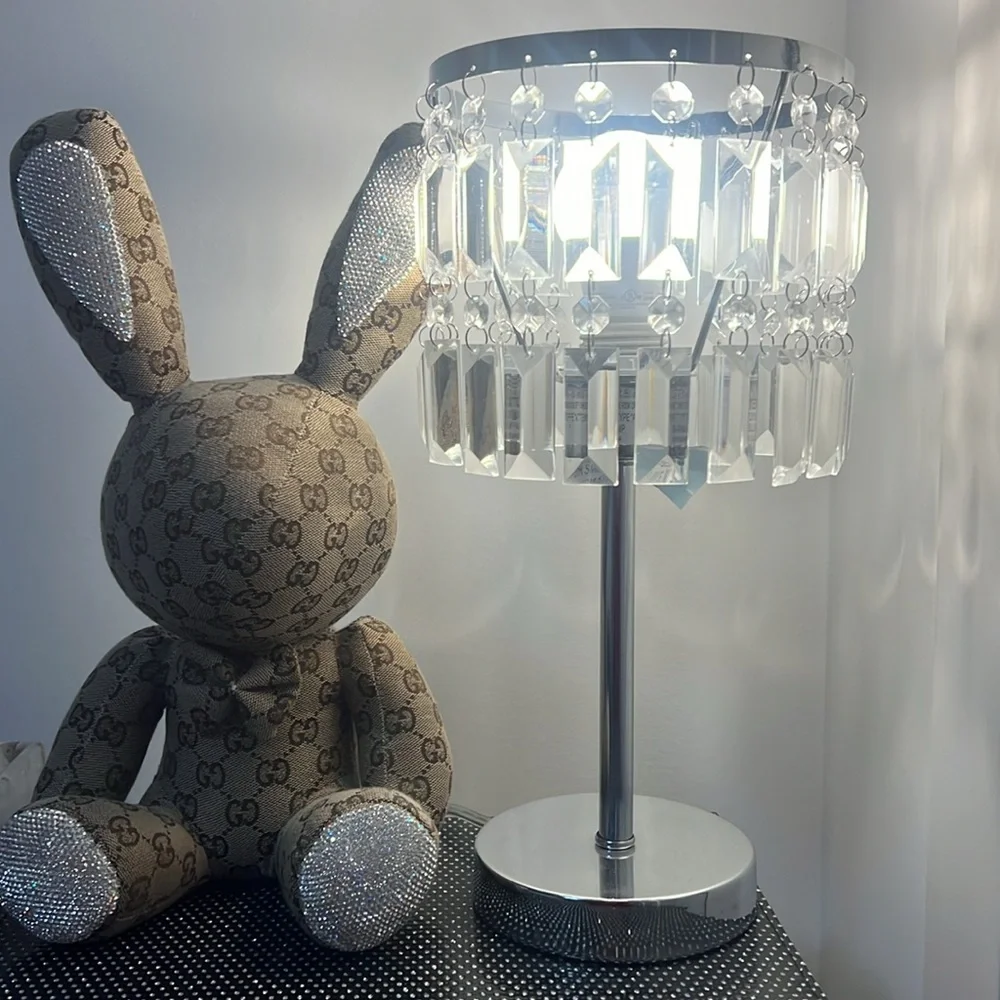 Crystal lamp glam plug in diamond jewel crystals rhinestones chandelier style